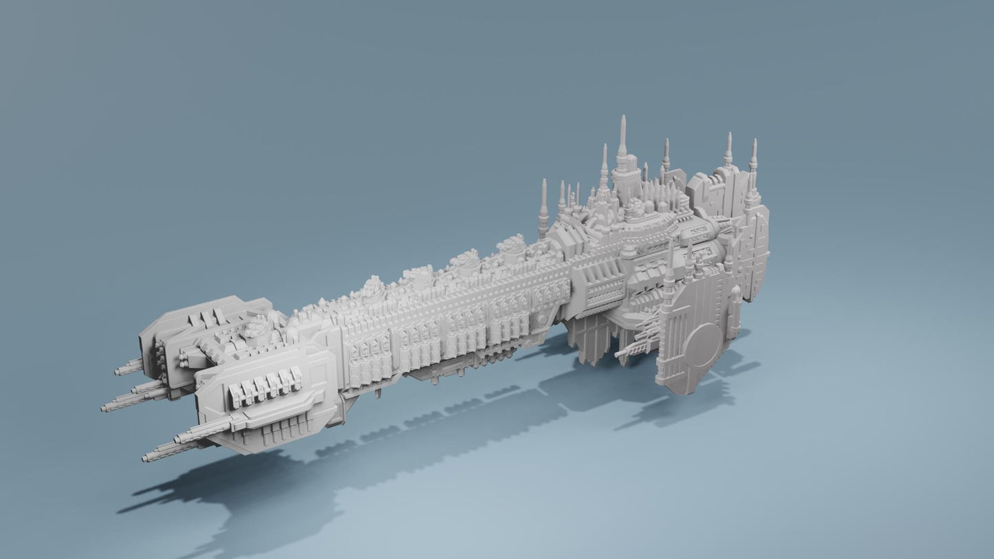 Grimdark Titanic Battleship with Launch Prow (Compatible with Battlefleet Gothic)