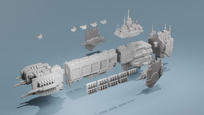 Grimdark Titanic Battleship with Launch Prow (Compatible with Battlefleet Gothic)